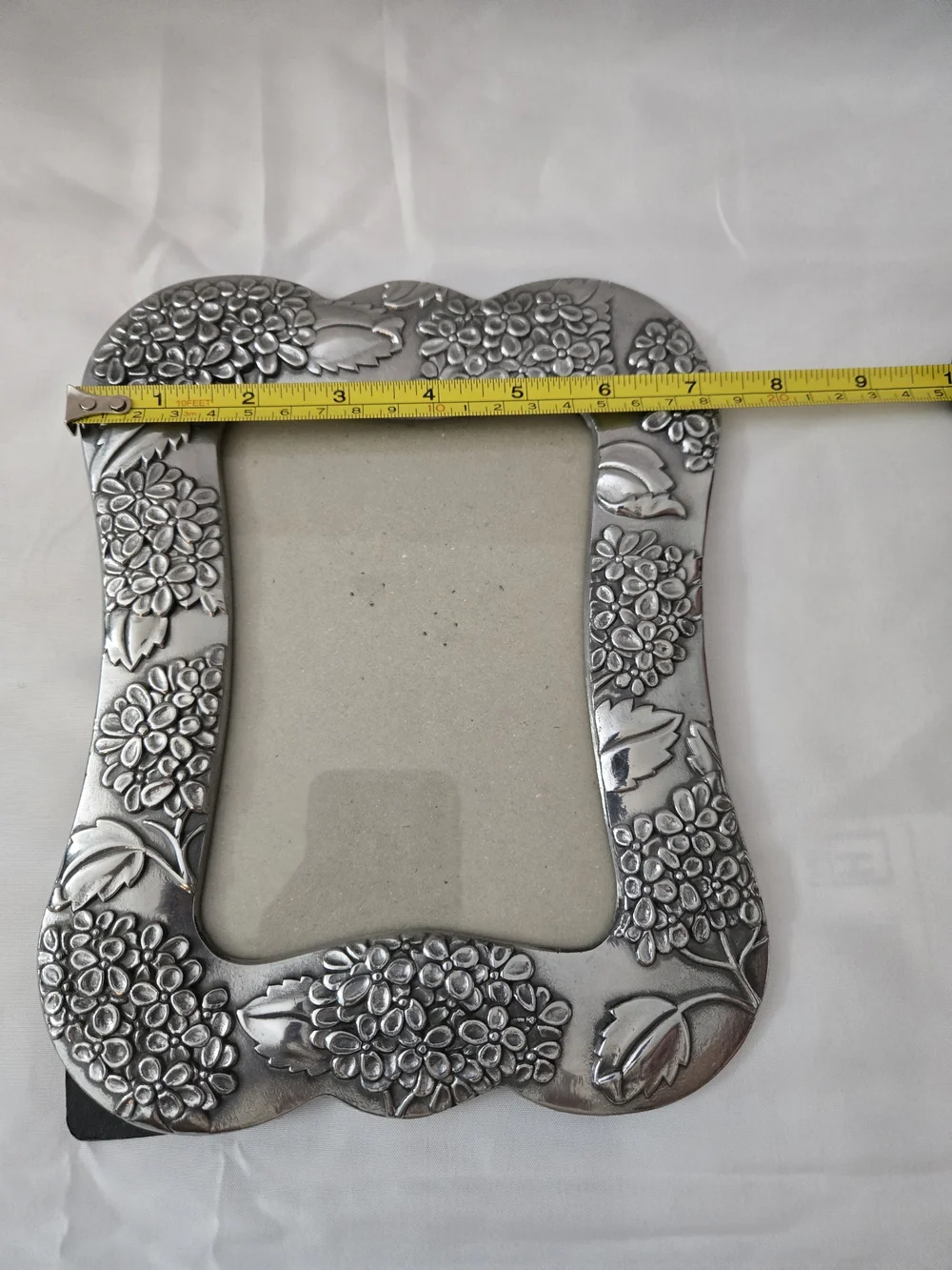 Vintage Silver Tone Floral Hydrangea Picture Frame 5x7